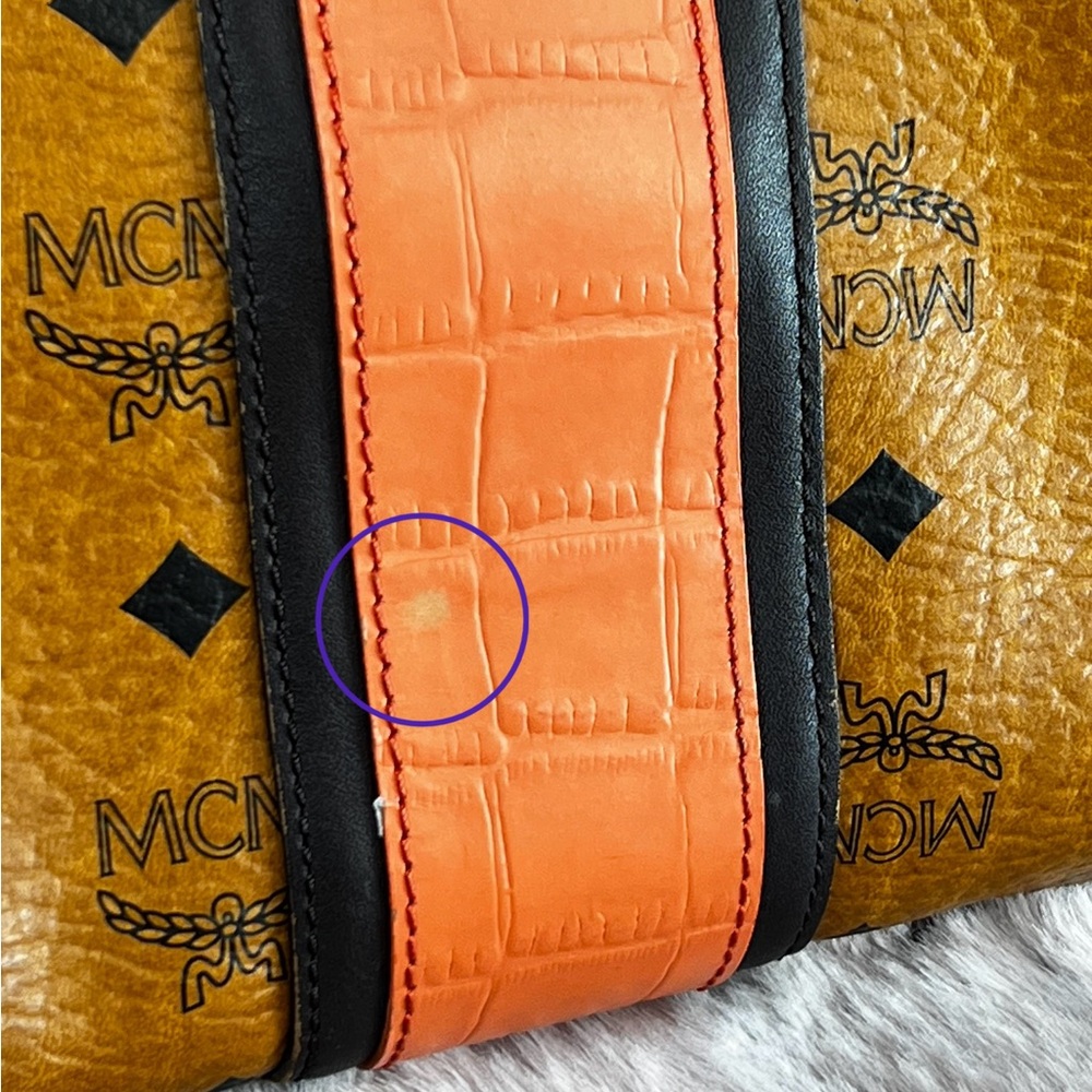 MCM Cognac Tan & Orange Visetos Leather Tote with Gold Hardware - Picture 8 of 14